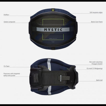 Mystic Majestic X Kiteboarding Waist Harness - Black / White - 20% Off